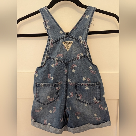 OshKosh B'gosh Rainbow And Stars 2T Denim Shortalls - Picture 2 of 6